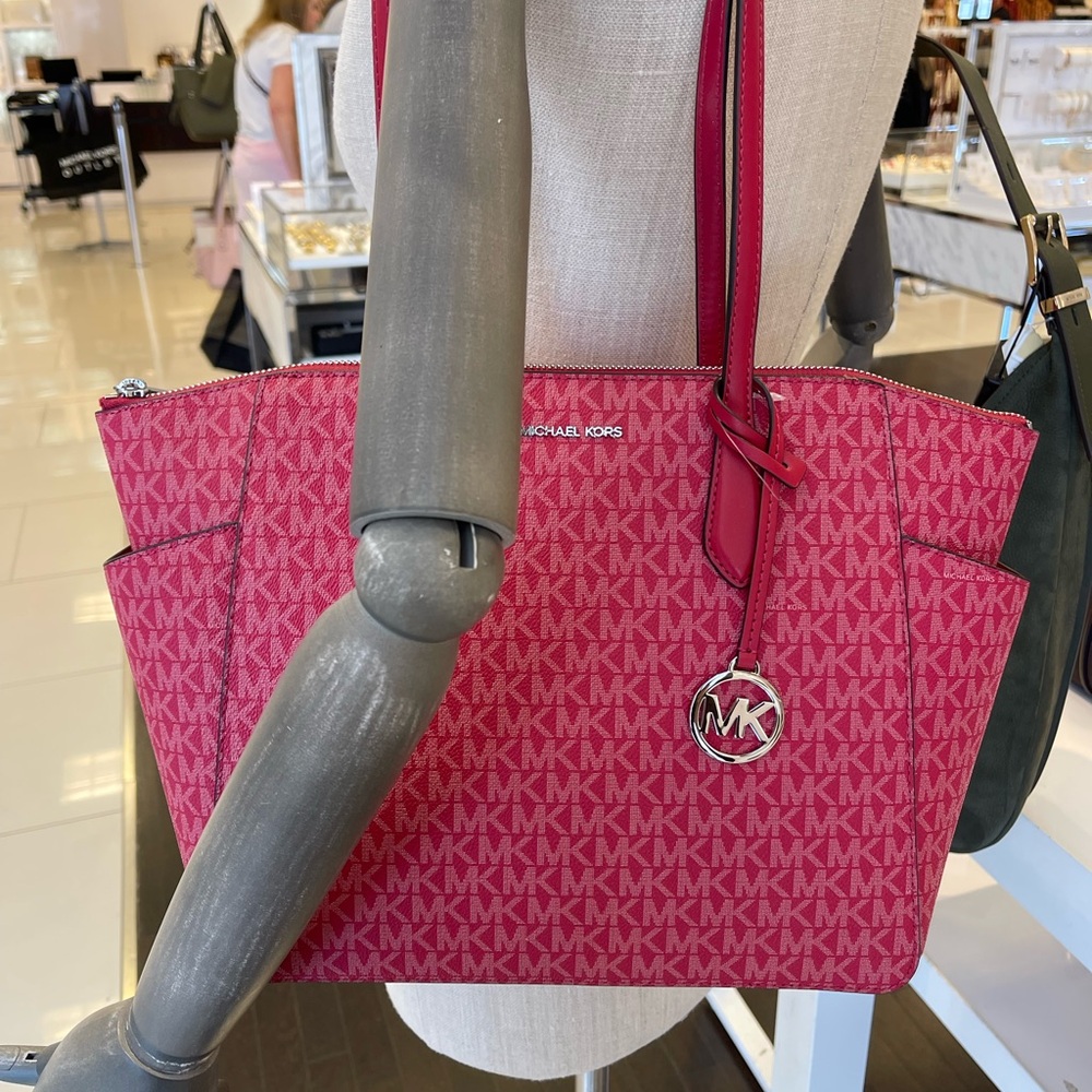 MICHAEL KORS Marilyn Medium Signature Logo Tote Bag
Dark Raspberry 
NWT - Picture 14 of 16